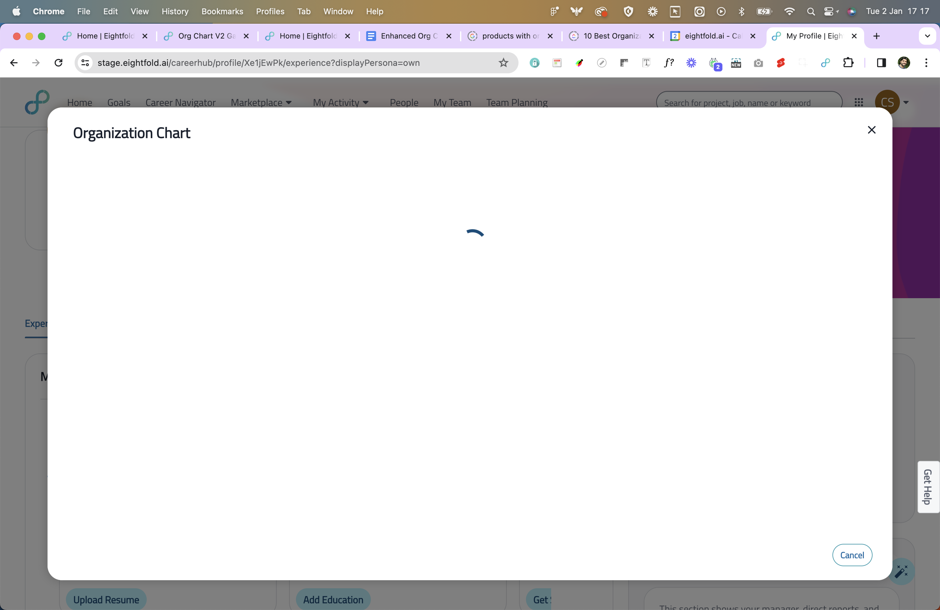 Before: clicking a person reloads the org chart